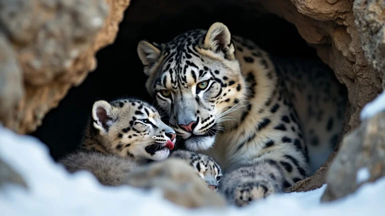 How Do Snow Leopard Mothers Care For Their Cubs In The First Few Weeks